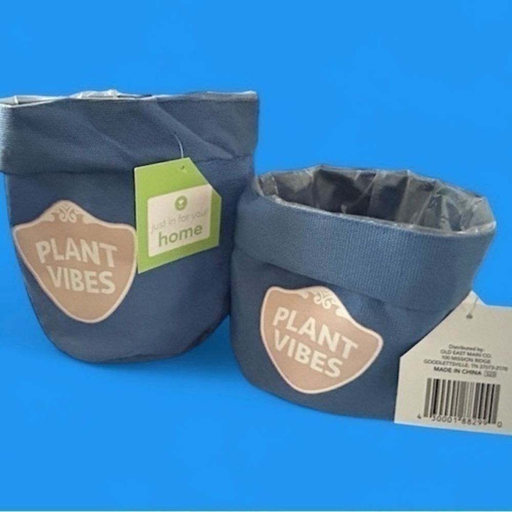 FABRIC PLANT CONTAINERS. Plastic lining, 6” & 8” diameters. NEW WITH TAGS